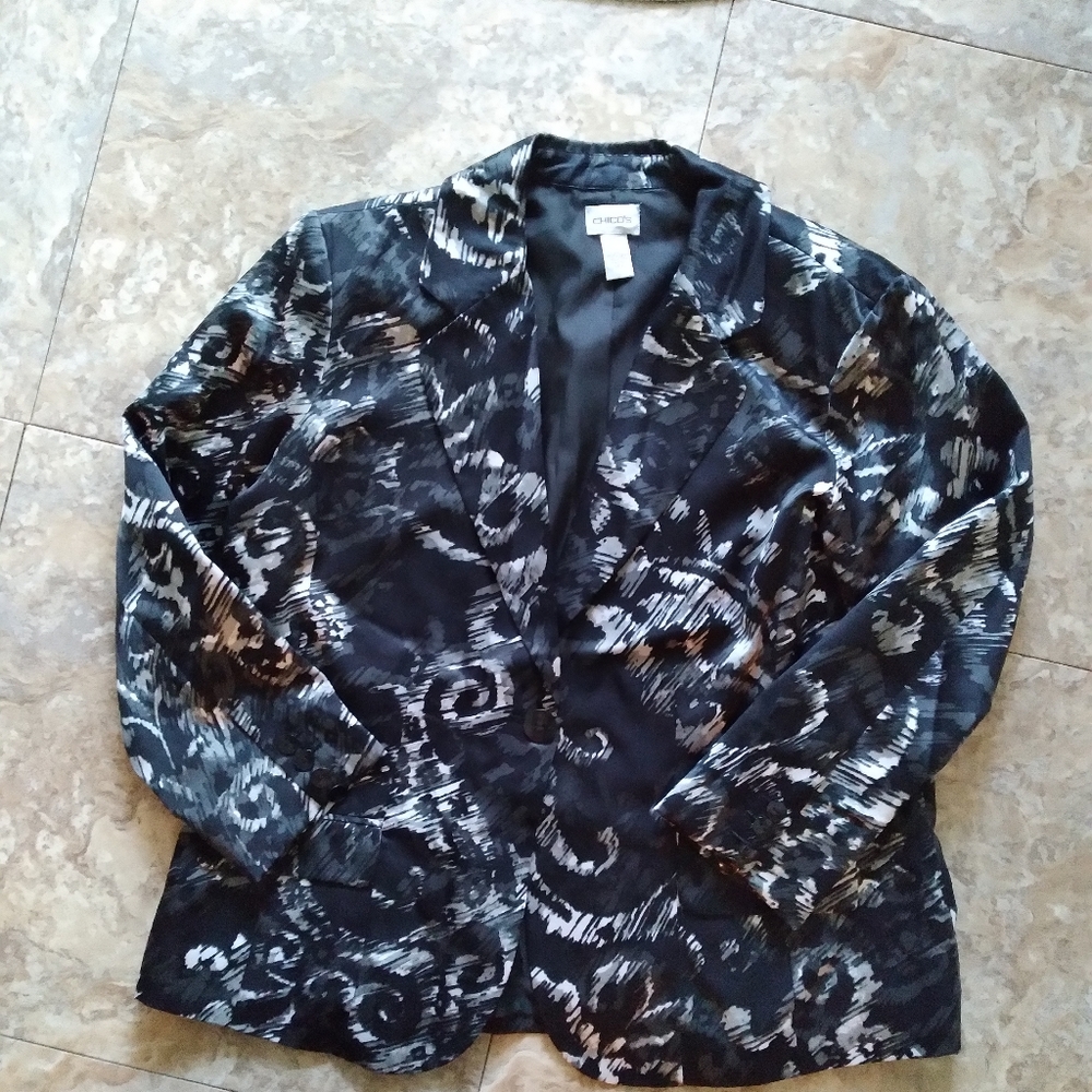 Chico's Abstract print One Button closure blazer, size Chico's 3 (standard L/16)